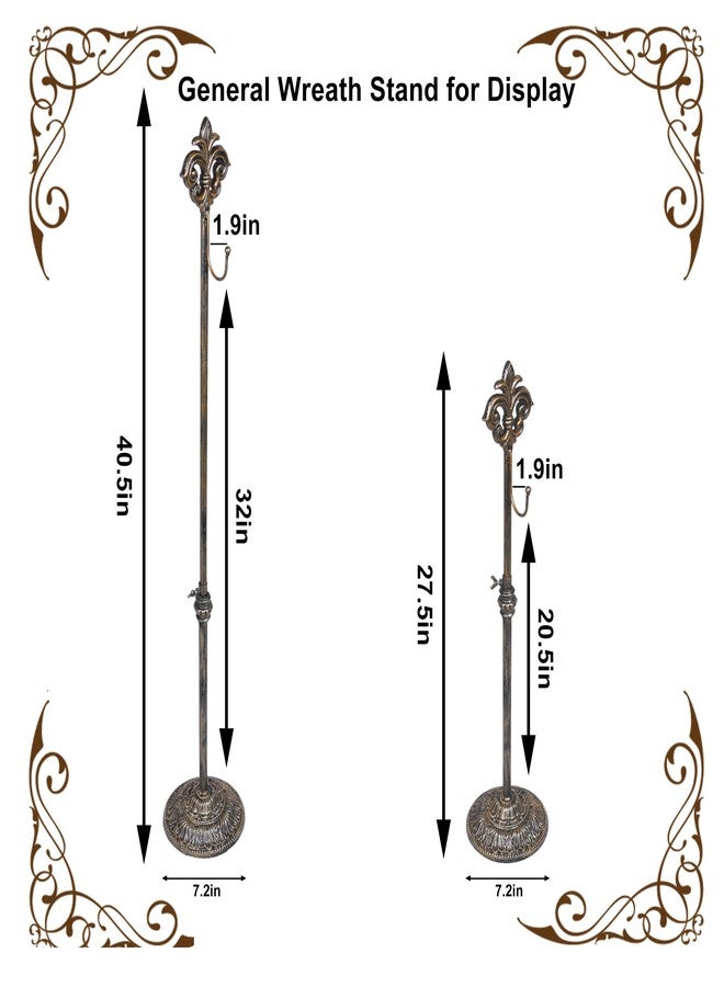 Mervkis Display Stand for Wreath Handbag Purse Adjustable Height Standing Metal Wreath Hanger Holder on Tabletop or Floor(Vintage Gold) - Image 5